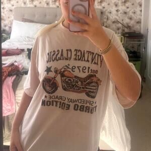 Cream shein biker graphic tee